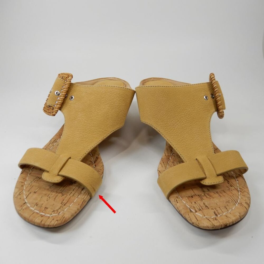 DONALD PLINER Vine SANDALS Size 7 Low Wedge Slide Slip On Honey Leather NEW - Picture 5 of 13